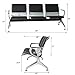 Airport Reception Chairs Waiting Room Chair with Black Leather Cushion, Lobby Chairs for Reception Room, Office, 3 Seat Reception Bench, Black