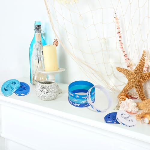 Moon Boat 144Pcs Shark Silicone Bracelets Bulk, Under the Sea Blue and White Ocean Rubber Wristbands Party Favors Goodie Bag Stuffers Birthday Gifts Supplies (9 Designs) by Moon Boat - Image 7