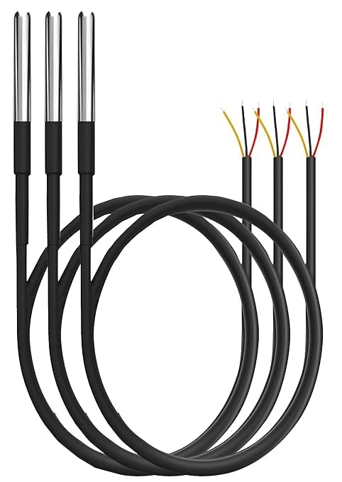 DS18B20 (1 meter / 100 cm) Temperature Sensor Thermal Stainless Steel Tube Probe Waterproof Digital Thermal Sensor for Arduino (Pack of 3)-image-49