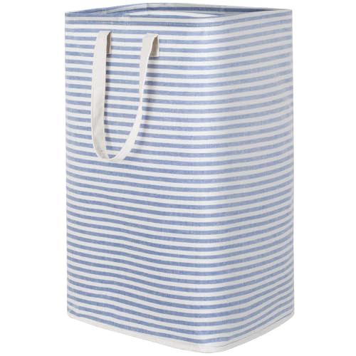Lifewit Panier a Linge, Grande Corbeille a Linge Pliable et Imperméable avec Poignées, Laundry Basket, Bac Linge Sale pour Vetements, Chambre, Bleu, 80 L