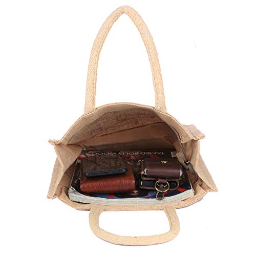 Sangra Multicolor Jute bag for Women and Men Lunch Bag with Zip and Handle