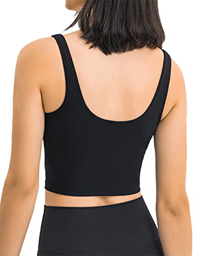 Image of POSHDIVAH Longline Sports Bra Workout Tank Tops | Padded, Removable Pads, Built in bra, Wirefree, Buttery Smooth, Soft, Fitness, Running, Yoga, Wide Straps, U-back