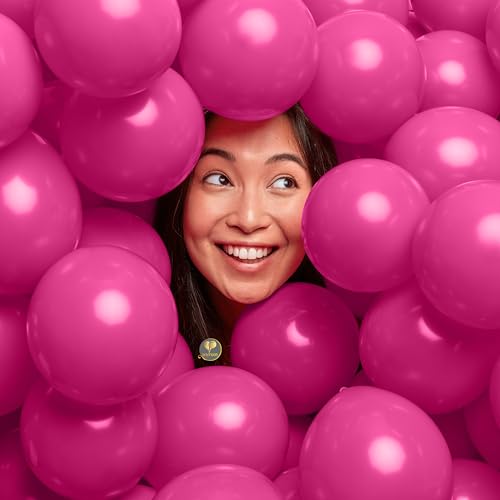 Image of AFTERLOON Biodegradable Natural Rubber Latex Mini Balloons 50 pcs Hot Pink 5 Inch, Plastic-Free Alternative Matte Color Durable Thickened Extra Strong Helium Float, Garland Arch Wedding Decor