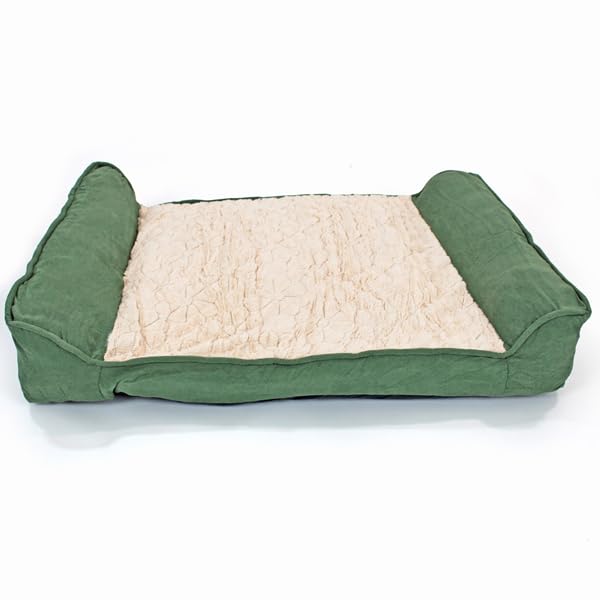 Actiaspet Orthopaedic Sofa Dog Bed Suede Washable Large & X-Large (Green, Large)