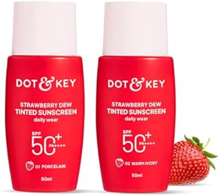 Dot & Key Strawberry Dew Tinted Sunscreen Combo SPF 50+ Pa++++ - 01 Porcelain & 02 Warm Ivory In- Vivo Tested | 50ml+50ml Price In India