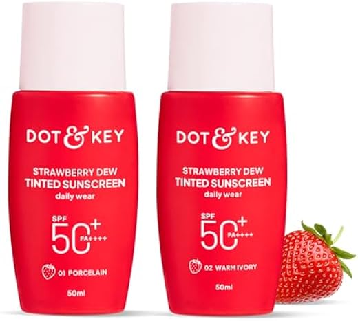 Dot & Key Strawberry Dew Tinted Sunscreen Combo SPF 50+ Pa++++ - 01 Porcelain & 02 Warm Ivory In- Vivo Tested | 50ml+50ml