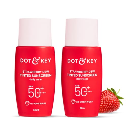 Dot & Key Strawberry Dew Tinted Sunscreen Combo SPF 50+ Pa++++ - 01 Porcelain & 02 Warm Ivory In- Vivo Tested | 50ml+50ml