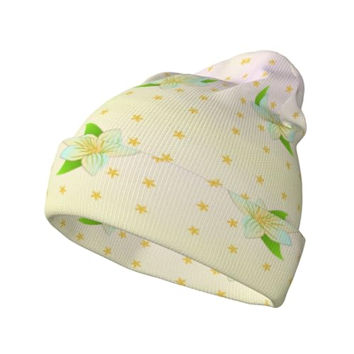 Bonnet à pompon en tricot côtelé Blooming Daffodils pour vos randonnées et festivals