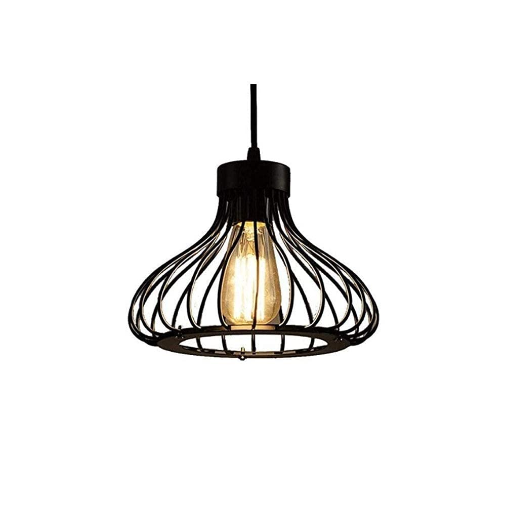 Droplight colgante retro en hierro forjado negro y diseño industrial E27