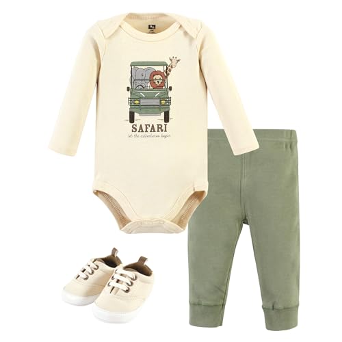Image of Hudson Baby Unisex Baby Cotton Bodysuit, Pant and Shoe Set