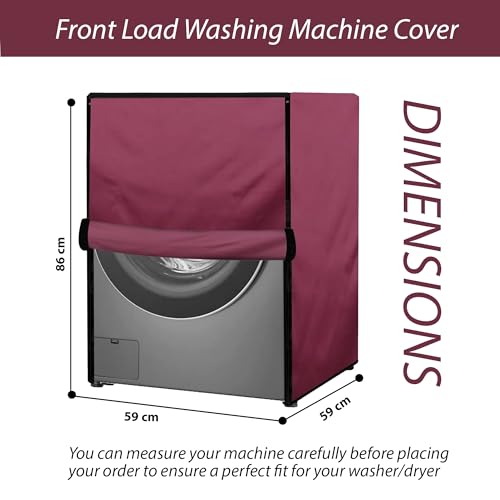 Image of Waterproof & Dustproof Top Front Load Washing Machine Cover for 6 kg 6.5 kg 7kg & 7.5 kg Compatible for IFB LG Samsung Whirlpool Bosch Haier | Siemensfor with Pipe Holes (Maroon)