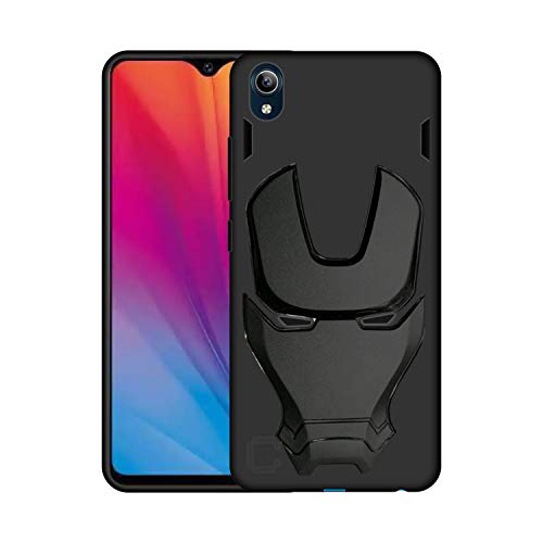 Image of COVERLY Official 3D Touch Feel Trending Avengers Logo Mask Soft Rugged Grip Silicone Iron Man Super Power Cartoon Movie Engraved Silicone Matte Back Cover for Vivo Y90 (2019) -HD Black Avenger