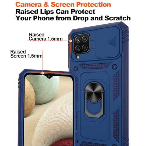 Coque Samsung Galaxy A12 antichoc militaire bleu avec vitres