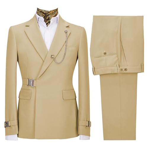 Men's 2 Piece Slim Fit Suit with Metal Clasp Stylish Slim Fit Suit Casual Business Wedding Tuxedo Suit