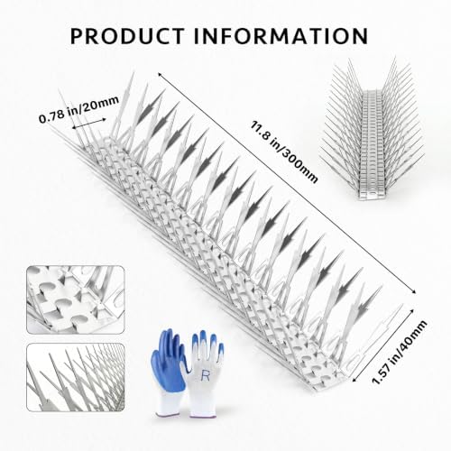 OFFO Bird Spikes, Stainless Steel Pigeon Spikes for Outside to Keep Bird, Crows and Woodpeckers Away, Covers 5 Feet（1.5m） — view 7