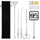 Flintronic 7 Stück Aquarium Aquascaping Tools, 4-in-1-Aquarium Schere Zangen Spatel Pinzette, mit Aufbewahrungsbeutel & Fischnetz, Aquarium Reinigungsset, für Fisch Tank Reinigung Pflanze Trimmen