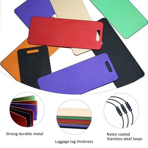 Custom Luggage Tags for Suitcases|Personalized Engraved Metal Luggage Name Tags(Pack of 4)|Cruise Luggage Tags|Heavy Duty Durable Travel Tags,Bag Tag,Presents for Family (Black, Small)2