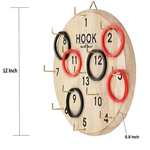 Win SPORTS Hook and Ring Toss Game for Kids & Adults – Outdoor and Indoor Fun, Exciting Gift Idea, Safe & Durable Design – Includes 13 Metal Hooks and 14 Rubber Rings
