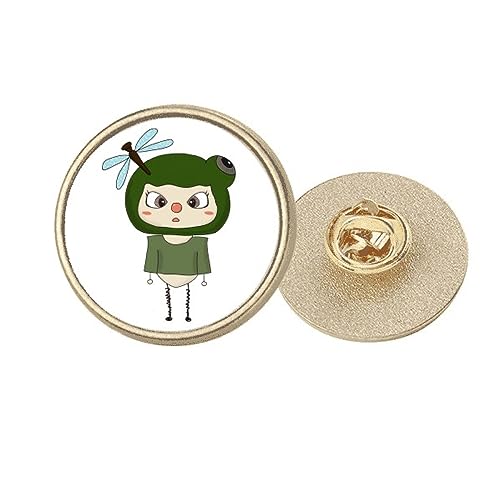 Broche ronde en métal doré mouche verte UU accessoire mode vintage taille M
