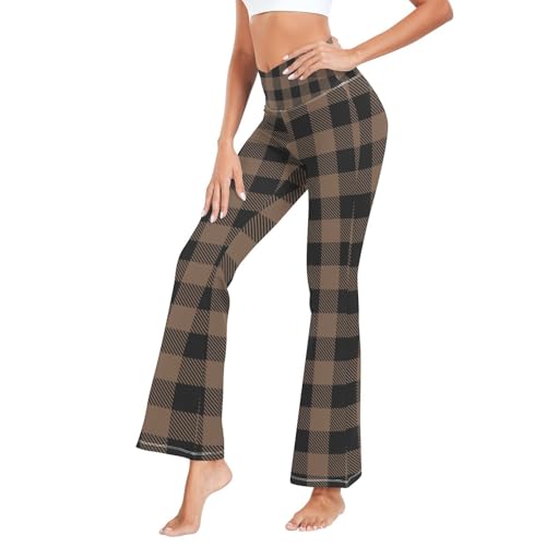 Legging de compression anti-fatigue et pantalon yoga bootcut marron contre les frottements