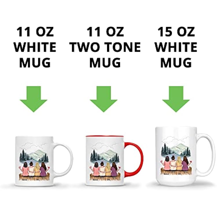 Gossby Personalized Coffee Mug - You're My People - Custom Gift for Women Best Friends, Sisters with Avatars, Names - Long Distance Gift for Friends, Sisters - 4 Women
