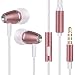 Rose Gold Earbuds Cute Headphones - Wired Stereo Earbud Headphones with Microphone Rose Gold Earbuds for Girls and Women, Noise Isolating Earphones for iPhone iPod iPad Samsung and MP3 etc.