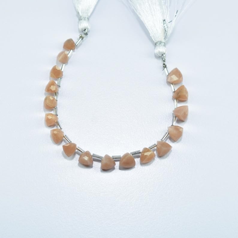 Naturalny brzoskwiniowy kamień księżycowy, trylion fasetowanych koralików, 6-7,5 mm, długość 15 cm, tworzenie biżuterii, koraliki z kamieni szlachetnych do naszyjnika, bransoletki