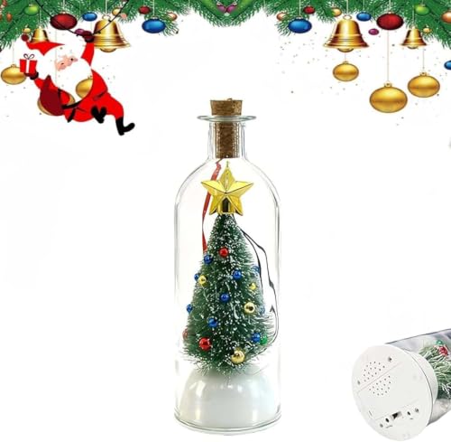 Recordable Christmas Tree Message in a Bottle Voice Recording Holiday Keepsake with Playback a sentimental Christmas Gift with Snowy Scene and Playback