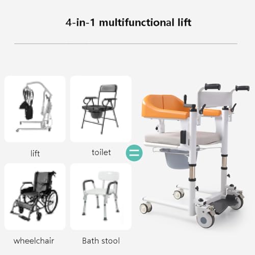 toilettoiletstoel, tillift voor het tillen van ouderen, handmatig tillen van patiëntenlift, hydraulisch aangedreven patiëntenlift voor thuis, 180 ° gedeelde stoel transferstoel A - Afbeelding 4