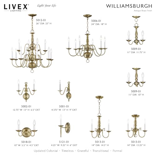 Image of Livex Lighting 5006-01 Williamsburgh 6-Light Chandelier, Antique Brass