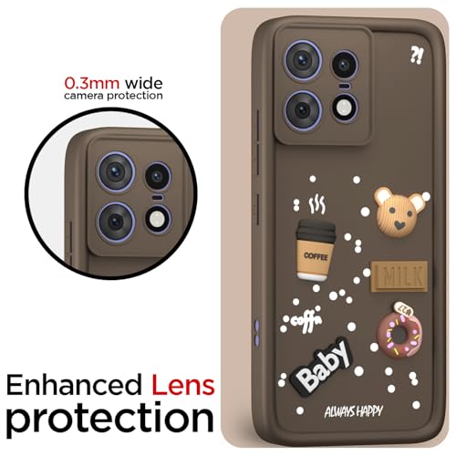 Image of Pikkme Back Cover for Moto Edge 50 Pro 5G | Cute Fun Cartoon 3D Bear Silicone Full Body Protection Bumper Cover (Brown)