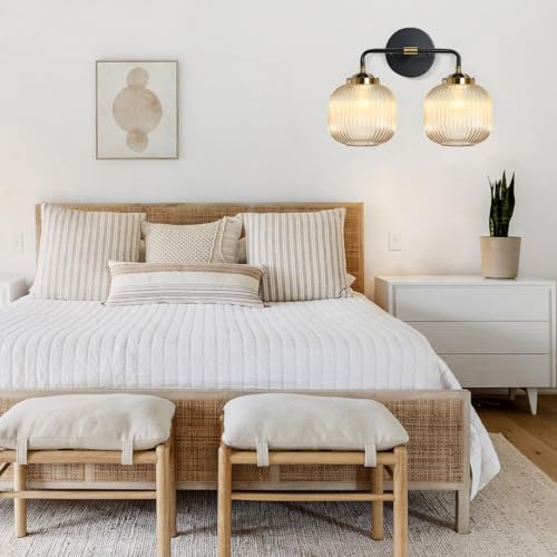 Image of Bathroom Lights fixtures Vanity Light for Bath Wall Sconce Industrial Modern Glass Vanity Lights 2 Lights Amber Light Fixture Farmhouse Wall Mount Lamp Mid Century Vintage Wall Lamp