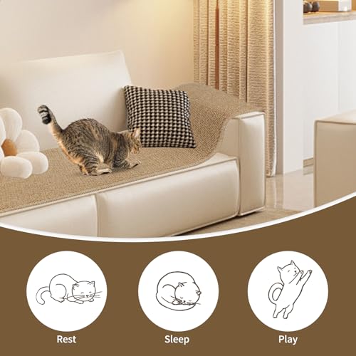 Tapis d'escalade mural pour chat XXL camel 180x40cm - 8