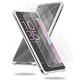 Cadorabo Hülle und 2X Tempered Schutzglas kompatibel mit Sony Xperia XA in TRANSPARENT - Hybrid Schutzhülle mit TPU Silikon-Rand und Glas-Rücken aus Acryl