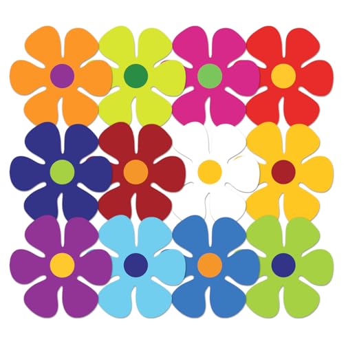 Retro Flower Stickers Pack Vinyl Daisy Decals 12Pcs 70S Inspired Hippie Floral Cutouts for Laptop Scrapbook Notebook Phone Case DIY Craft Teen Room Decor Water Bottles Car