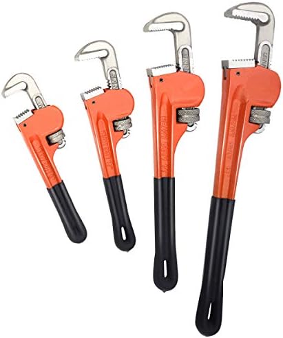 Goplus 4pcs Pipe Wrench Set, Heat Treated Plumbing Wrench w/Soft Grip, Adjustable Jaws, 8" 10" 14" 18" Heavy Duty Hand Tools