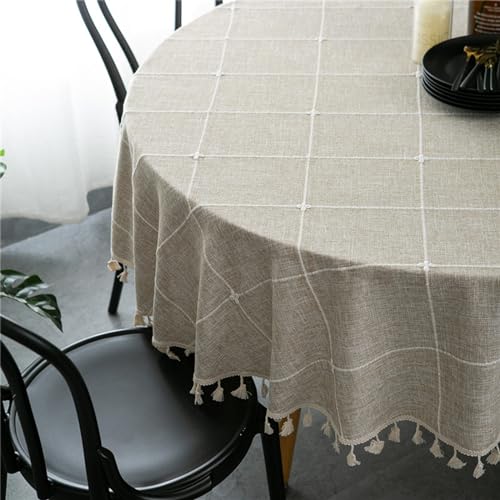 Nappe ronde 220cm jacquard café clair grand diamètre tissu anti-tache - 5