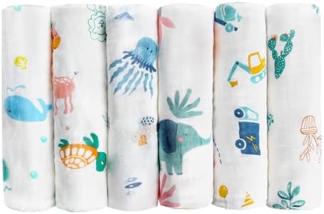 Maliton Baby Muslins Cotton, 6 Piezas 70 * 70cm Baby Muslin pañal...