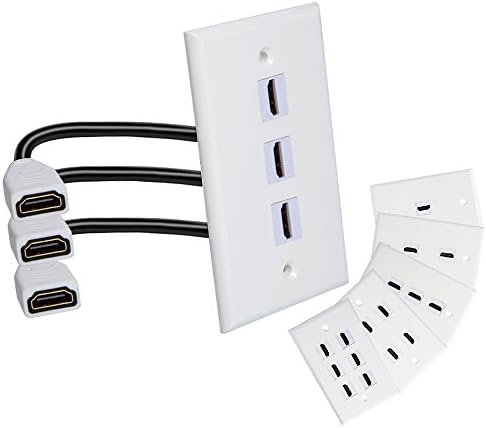 MXTECHNIC Single Port 4K HDMI Wall Plate Outlet Cover with 6 Inch Female to Female High Speed HDMI Pigtail Cable for Video Game Systems,TV Boxes(4-Port 2Pack)
