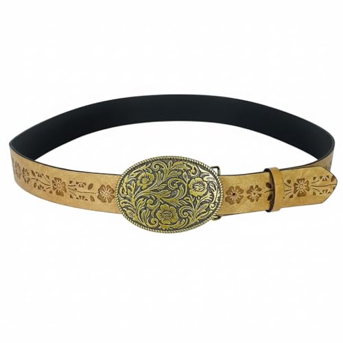 Ceinture western pour femme avec sa bride beige à motif floral chic