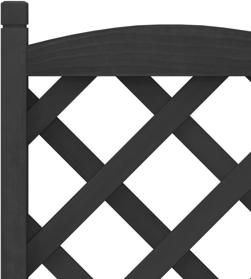 vidaXL Solid Fir Wood Planter with Trellis - Raised Garden Bed for Climbing Plants, Flowers, Vegetables in Black, 15.7"x11.8"x35.4"