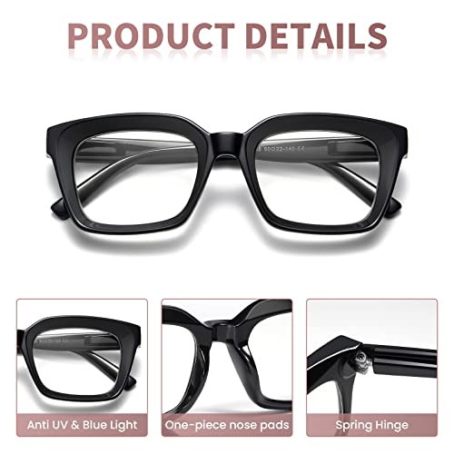 Miyya 6 Pack Fashion Reading Glasses For Women, Blue Light Blocking/Anti Uv Readers Oversized Square With Spring Hinge (6 Pack Mix, 1.5) #TOP3