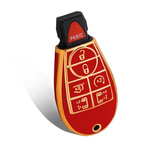 WORCAS Capa para Dodge Key Fob, capa inteligente de TPU sem tampa compatível com Dodge 2008-2018 Ram Jeep Chrysler modelo acessórios-2/3/4/5/6 botões (dourado)