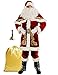 ACH Weihnachtsmann Anzug für Herren Weihnachtsmann Kostüm Erwachsene 12pcs Samt Deluxe Outfit Weihnachten Urlaub Party Cosplay Set, rot, XXX-Large