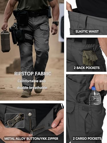 Men's Tactical Pants Water Resistant Stretch Cargo Ripstop Pants Lightweight Breathable Outdoor Work Hiking Pants4