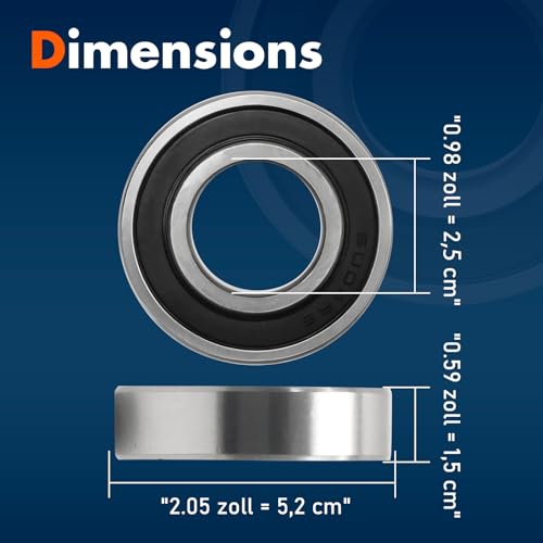 MospdyGear 4 Stück 6205-2RS Kugellager, 25 x 52 x 15 mm, Chromstahl-Lager mit Gummidoppeldichtung, vorgeölt für Motoren und Maschinen