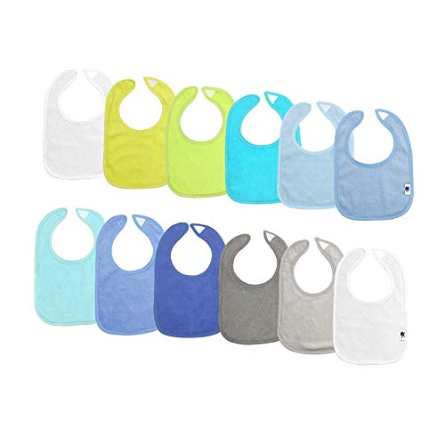 SupinefoxUS Water Resistant Terry Drooler Bib Cotton Solid Knit Bibs, 12 Count