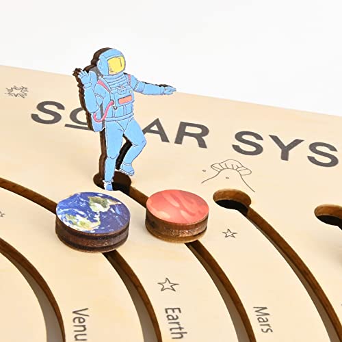 Wooden Solar System Puzzle Toys - 7.75 X 5.82 In Planets Jigsaw Puzzles For Kids, Space Learning Education Toys, Montessori Astronaut Thinking Training Puzzle, Educational Great Gifts #TOP7