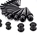 LLGLTEC Ear Stretching Kit 50 Pieces 14G-00G Ear Gauges Expander Set Acrylic Tapers and Plugs & Silicone Tunnels Body Piercing Jewelry Set (Black)