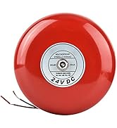 Fire School Safety Fire Alarm Bell, 24V Waterproof Metal Round Alarm, Security Fire Alarm Bell wi...
